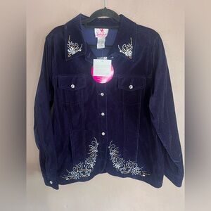 Quacker Factory Blue Embellished Blazer
